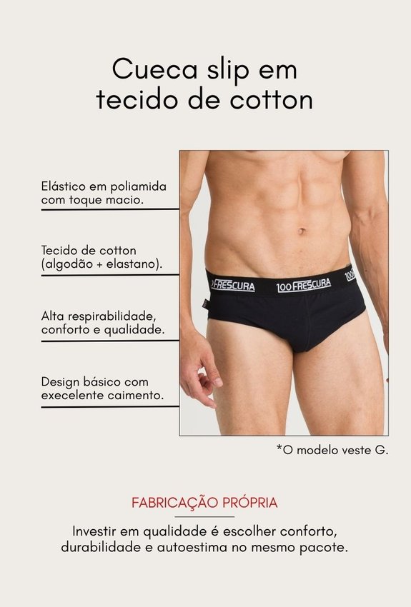 cueca slip algodao preta 3